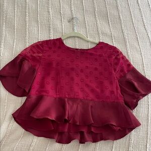 Lovers + Friends Red Polka Dot Ruffle Crop Top Size S